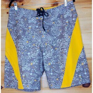 Beach Rays Men Beach Short Size 32 Swim Trunks Zipper pocket Yellow And Brown